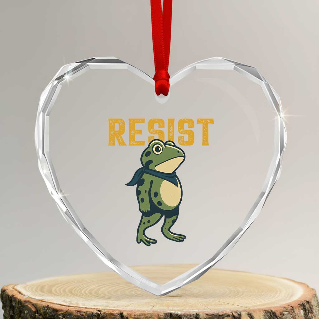 Resist Frog Protest Heart Crystal Glass Ornament Free Portland Political Satire - Wonder Print Shop