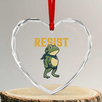 Resist Frog Protest Heart Crystal Glass Ornament Free Portland Political Satire - Wonder Print Shop