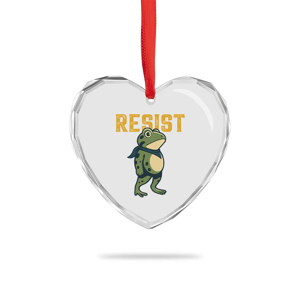 Resist Frog Protest Heart Crystal Glass Ornament Free Portland Political Satire - Wonder Print Shop