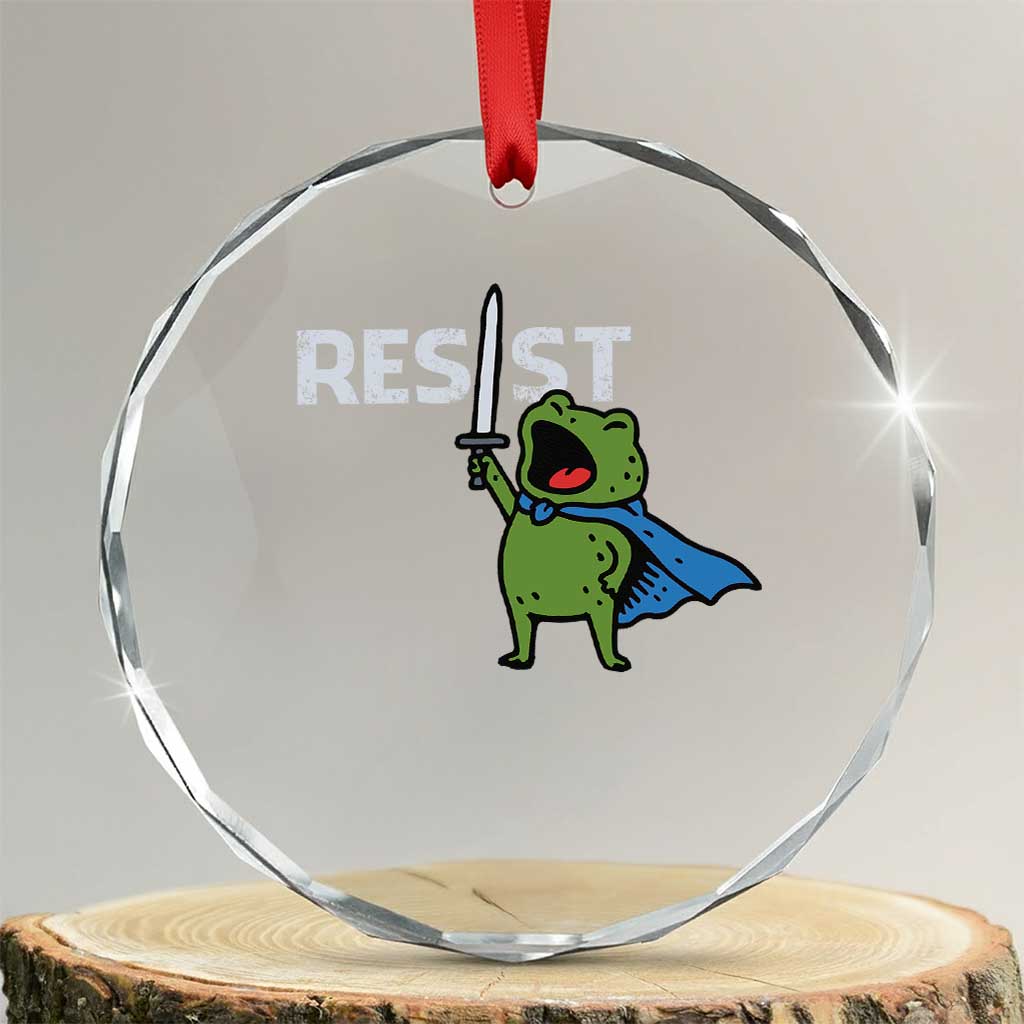 Resist Frog Warrior Crystal Glass Ornament Funny Rebel Meme Gift - Wonder Print Shop