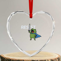Resist Frog Warrior Heart Crystal Glass Ornament Funny Rebel Meme Gift - Wonder Print Shop