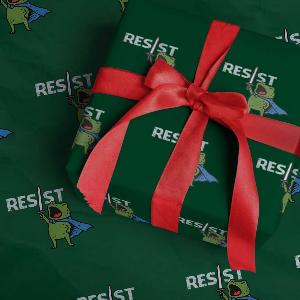 Resist Frog Warrior Wrapping Paper Roll Funny Rebel Meme Gift - Wonder Print Shop
