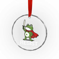 Resist Frog With Sword Crystal Glass Ornament No Kings Portland Protest - Wonder Print Shop