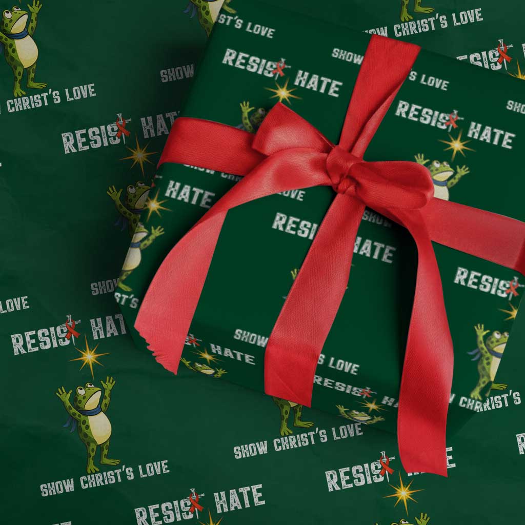 Resist Frog Wrapping Paper Roll Christian HIV Awareness Red Ribbon - Wonder Print Shop