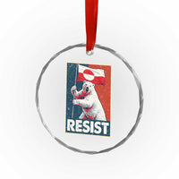 Resist Greenland Polar Bear Holding Flag Art Crystal Glass Ornament Resistance Political