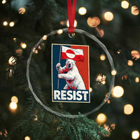 Resist Greenland Polar Bear Holding Flag Art Crystal Glass Ornament Resistance Political