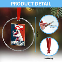 Resist Greenland Polar Bear Holding Flag Art Crystal Glass Ornament Resistance Political