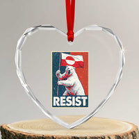Resist Greenland Polar Bear Holding Flag Art Heart Crystal Glass Ornament Resistance Political