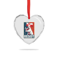 Resist Greenland Polar Bear Holding Flag Art Heart Crystal Glass Ornament Resistance Political