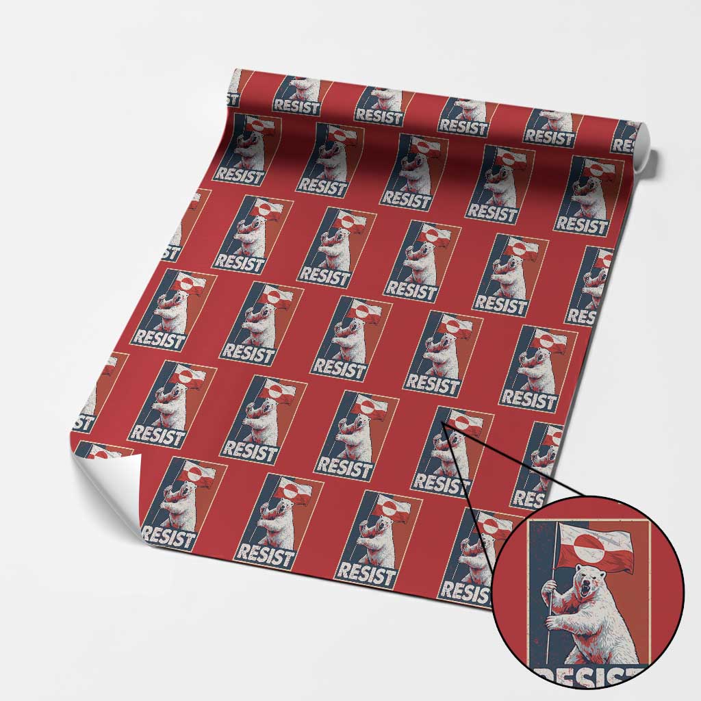Resist Greenland Polar Bear Holding Flag Art Wrapping Paper Roll Resistance Political