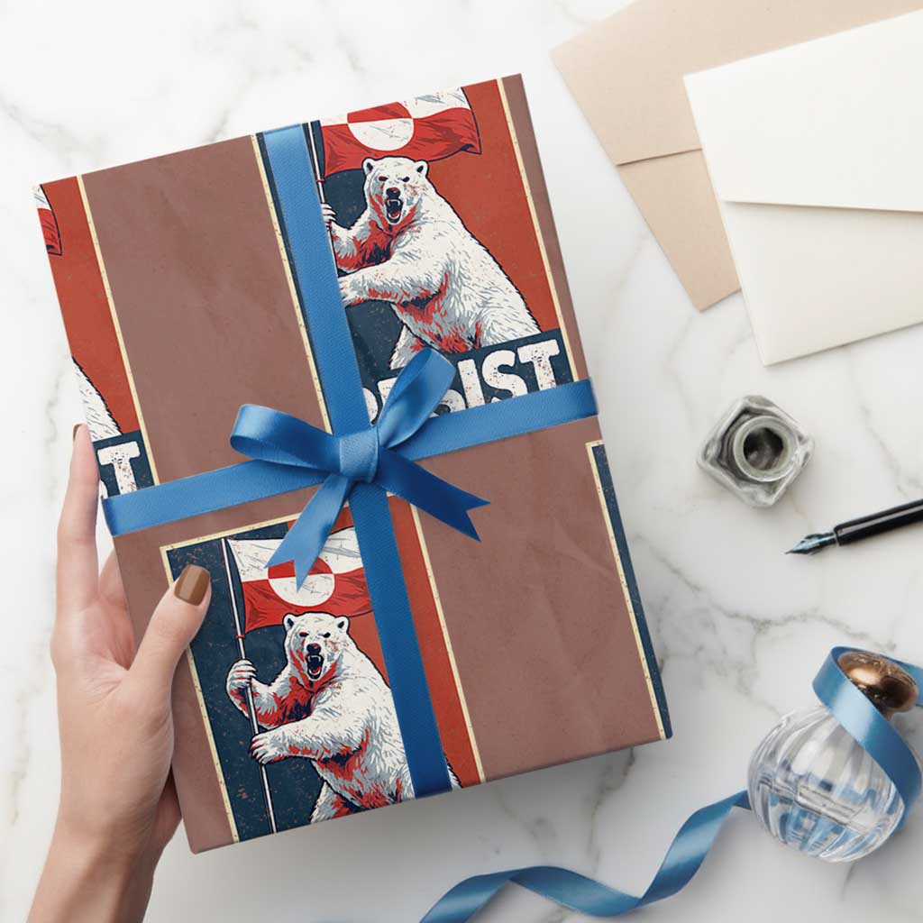 Resist Greenland Polar Bear Holding Flag Art Wrapping Paper Roll Resistance Political