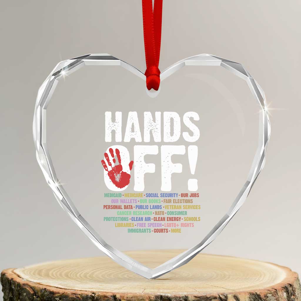 Resist Hands Off Heart Crystal Glass Ornament Protect USA American We The People - Wonder Print Shop