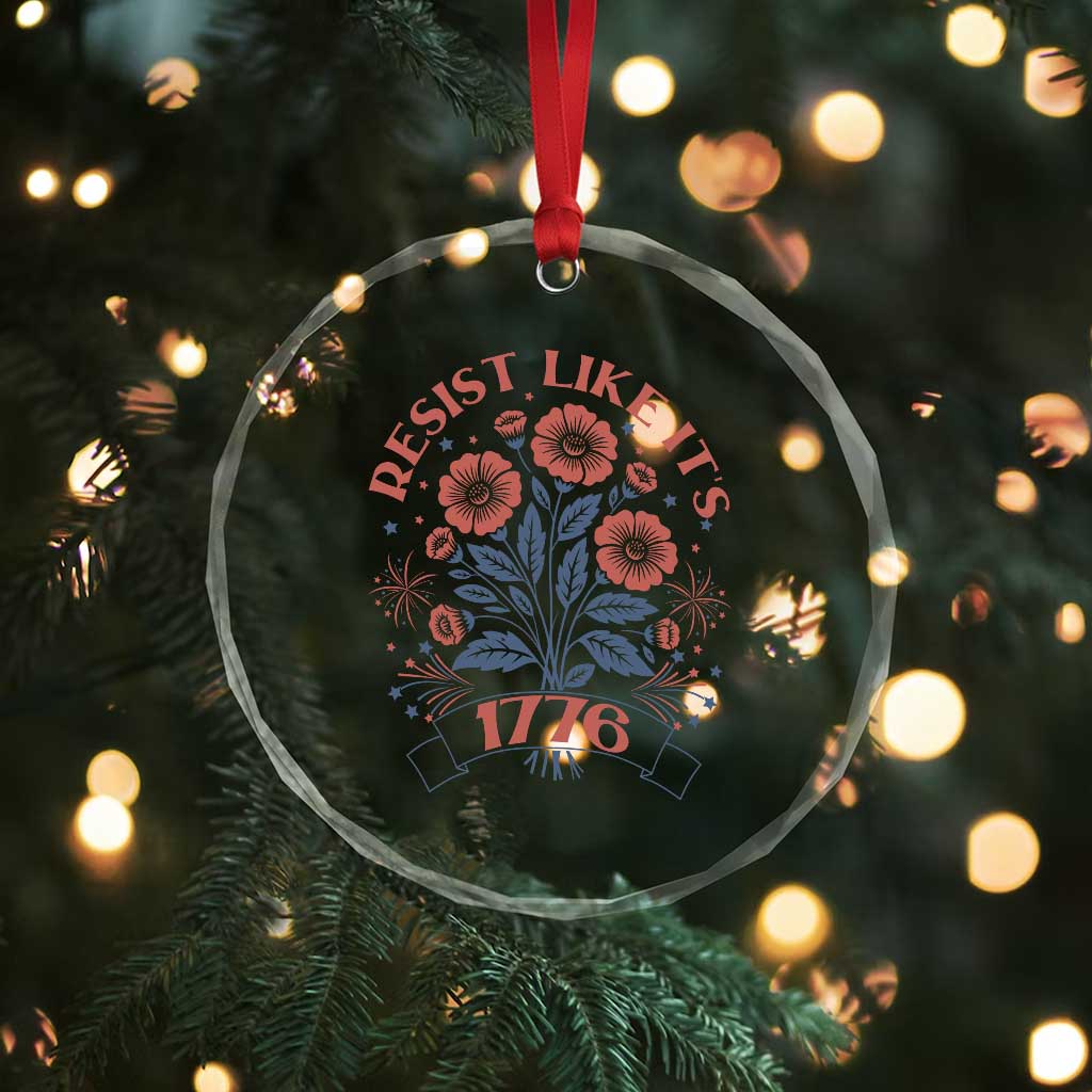 Resist Like its 1776 Crystal Glass Ornament Vintage Boho Floral Subtle 250th Anniversary