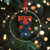 Resist Like Its 1776 Folk Art Floral Botanical Graphic Crystal Glass Ornament Patriotic Statement Political Satire