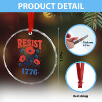 Resist Like Its 1776 Folk Art Floral Botanical Graphic Crystal Glass Ornament Patriotic Statement Political Satire