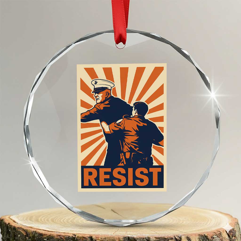 Resist Marine Veteran Political Protest Crystal Glass Ornament America First Anti War