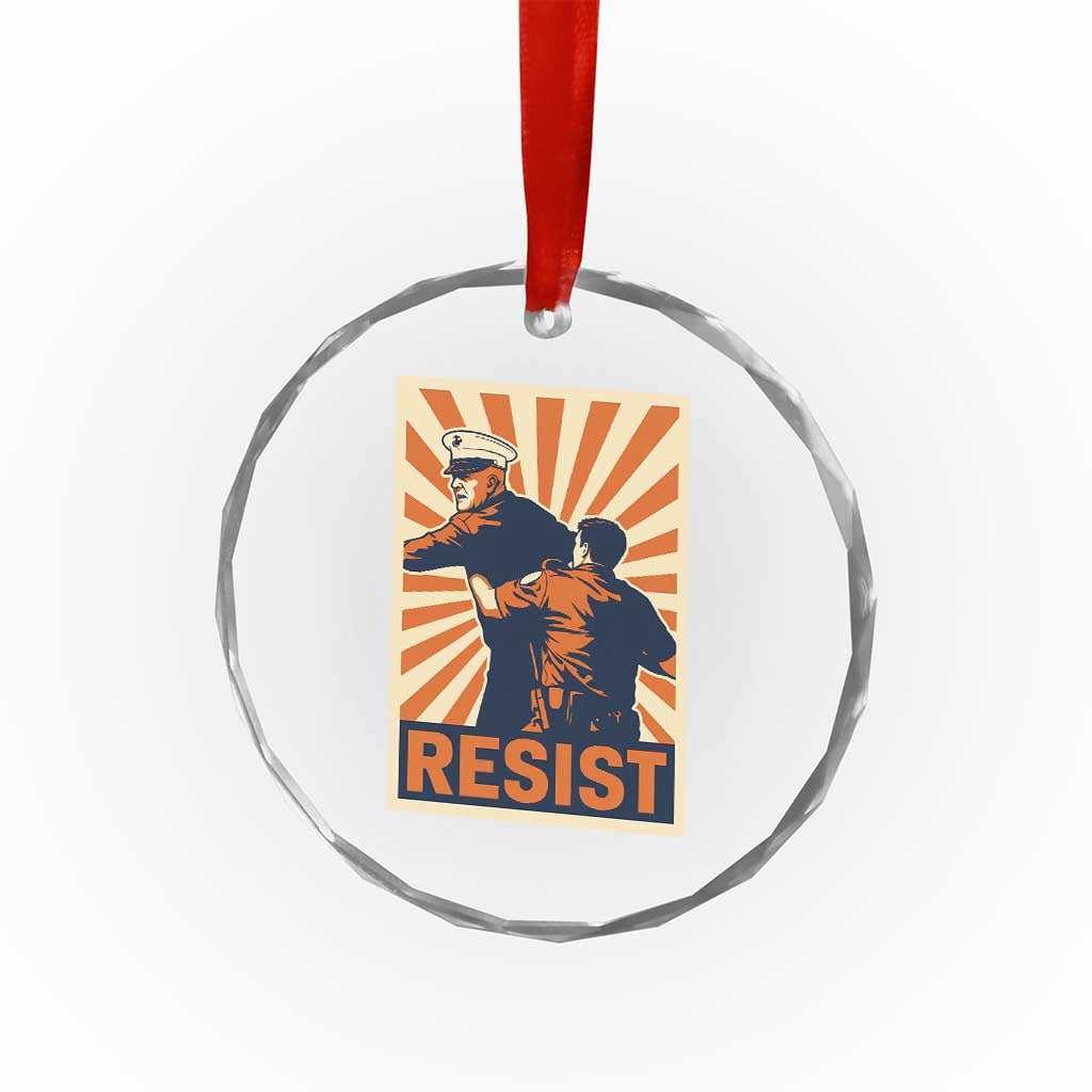 Resist Marine Veteran Political Protest Crystal Glass Ornament America First Anti War