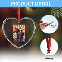 Resist Marine Veteran Political Protest Heart Crystal Glass Ornament America First Anti War