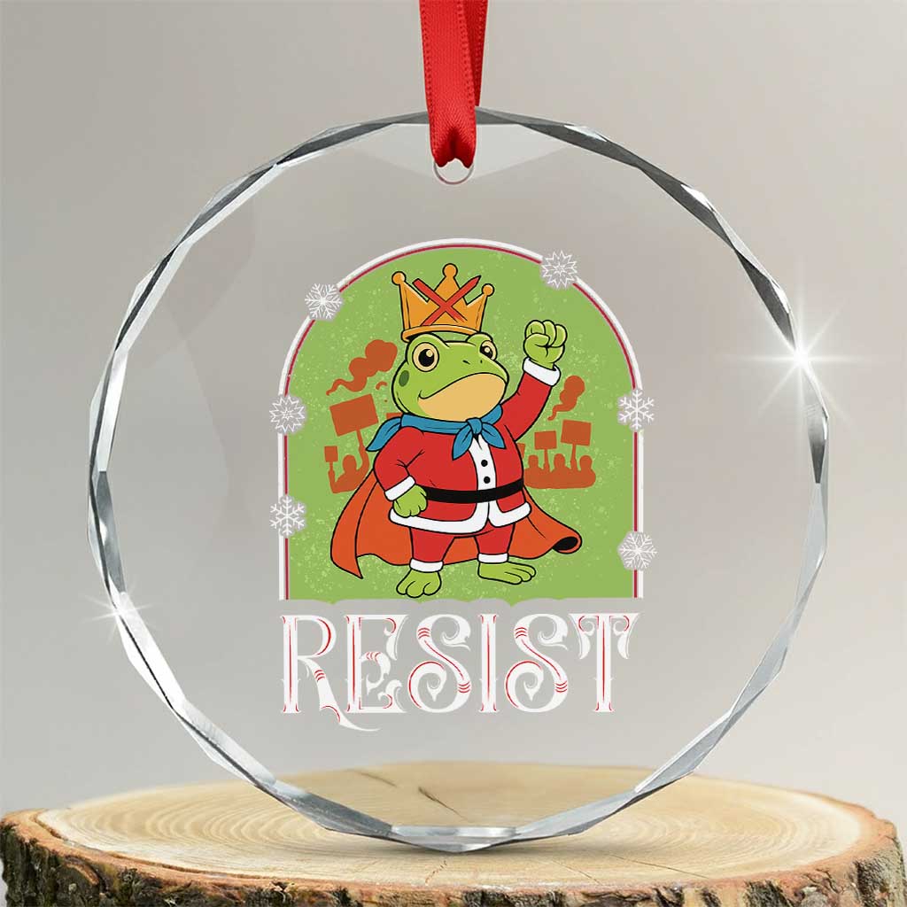 Resist Portland Frog Protest Crystal Glass Ornament Funny No Kings Christmas Gift - Wonder Print Shop