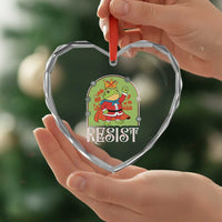 Resist Portland Frog Protest Heart Crystal Glass Ornament Funny No Kings Christmas Gift - Wonder Print Shop