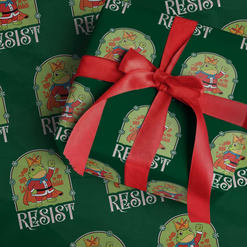 Resist Portland Frog Protest Wrapping Paper Roll Funny No Kings Xmas Gift - Wonder Print Shop