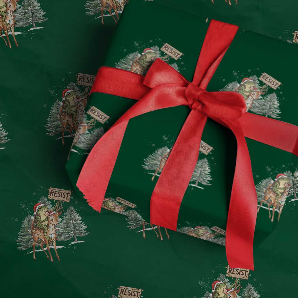 Resist Portland Frog Protest Xmas Wrapping Paper Roll Funny Holiday Meme Gift Idea - Wonder Print Shop