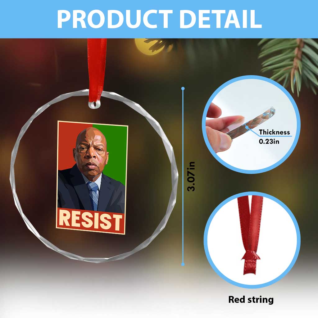 Resist Protest Civil Rights Crystal Glass Ornament John Lewis Black History