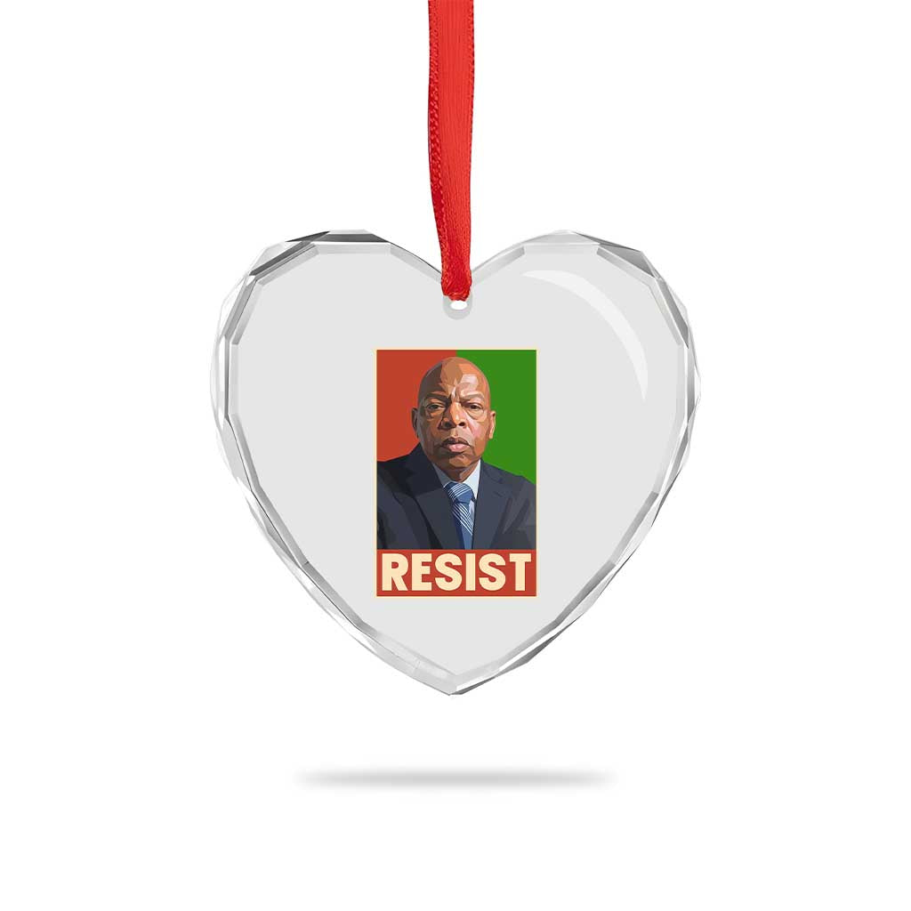 Resist Protest Civil Rights Heart Crystal Glass Ornament John Lewis Black History