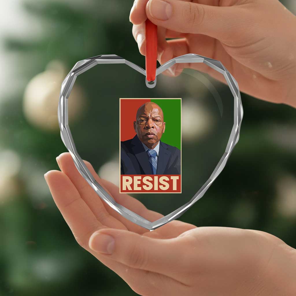 Resist Protest Civil Rights Heart Crystal Glass Ornament John Lewis Black History