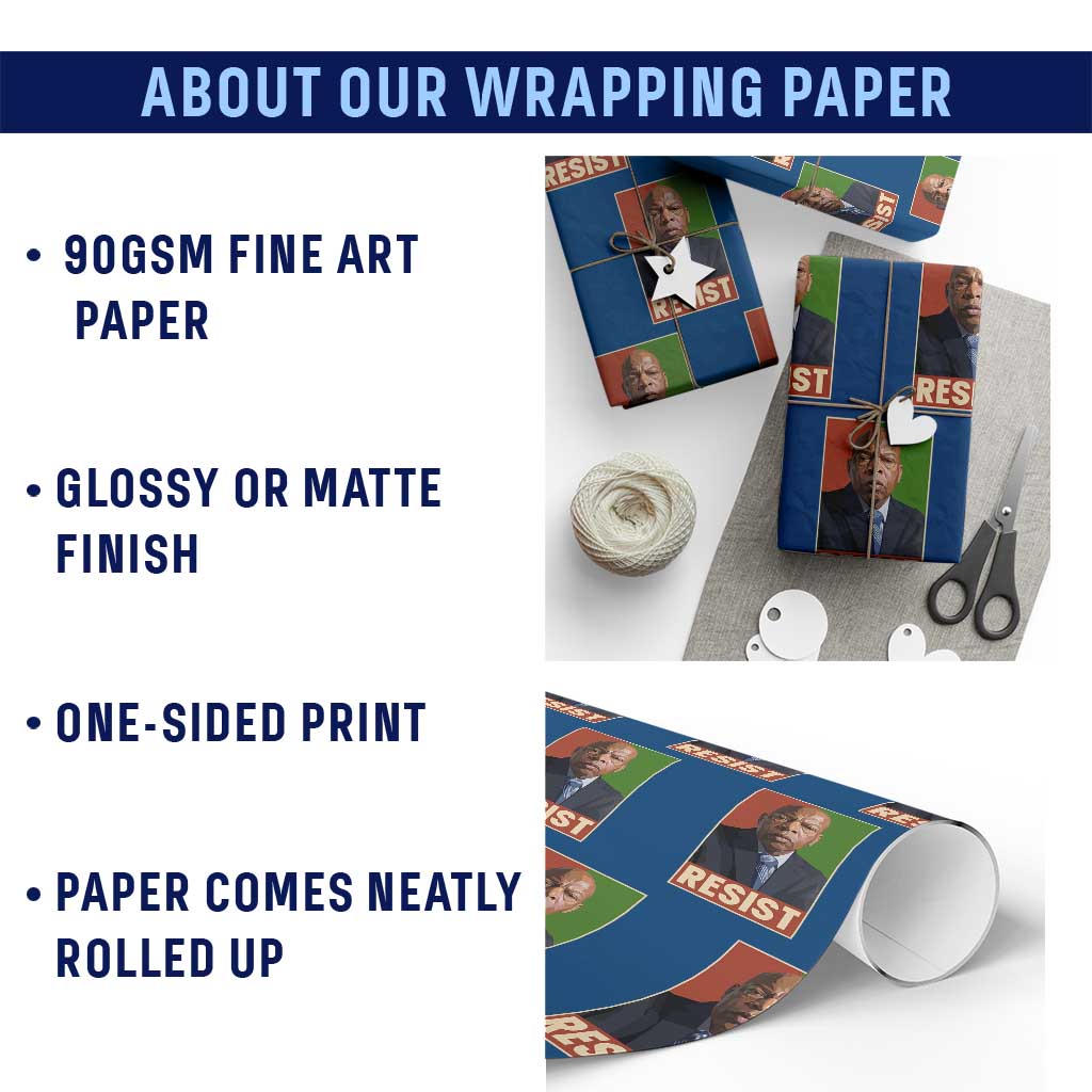Resist Protest Civil Rights Wrapping Paper Roll John Lewis Black History