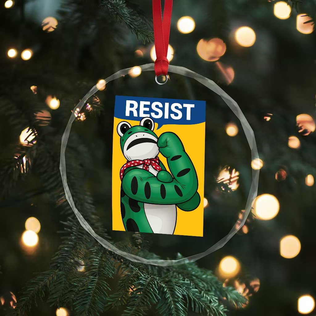 Resist Rosie Frog Crystal Glass Ornament Protest Parody Feminist Retro Poster - Wonder Print Shop