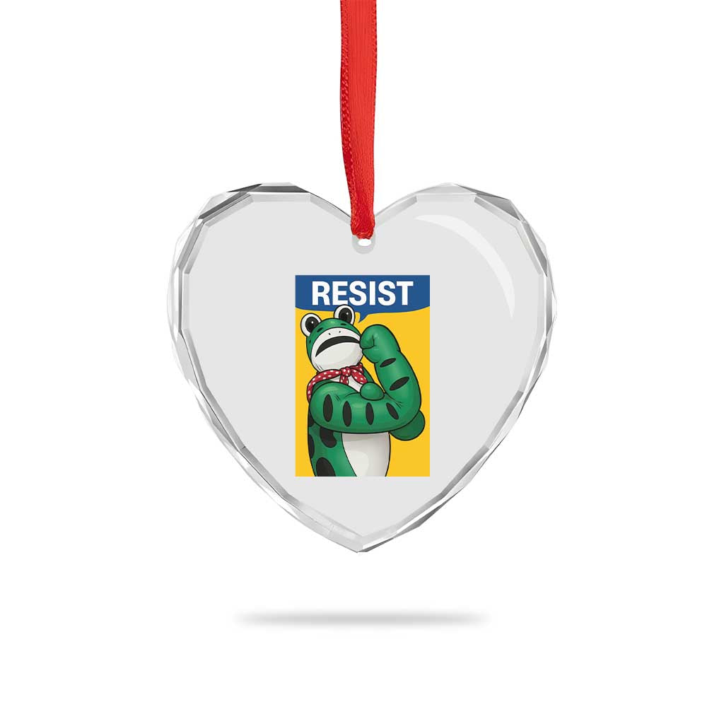 Resist Rosie Frog Heart Crystal Glass Ornament Protest Parody Feminist Retro Poster - Wonder Print Shop