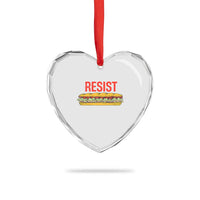 Resist Sandwich Heart Crystal Glass Ornament Sarcastic Food Revolution Political Satire - Wonder Print Shop