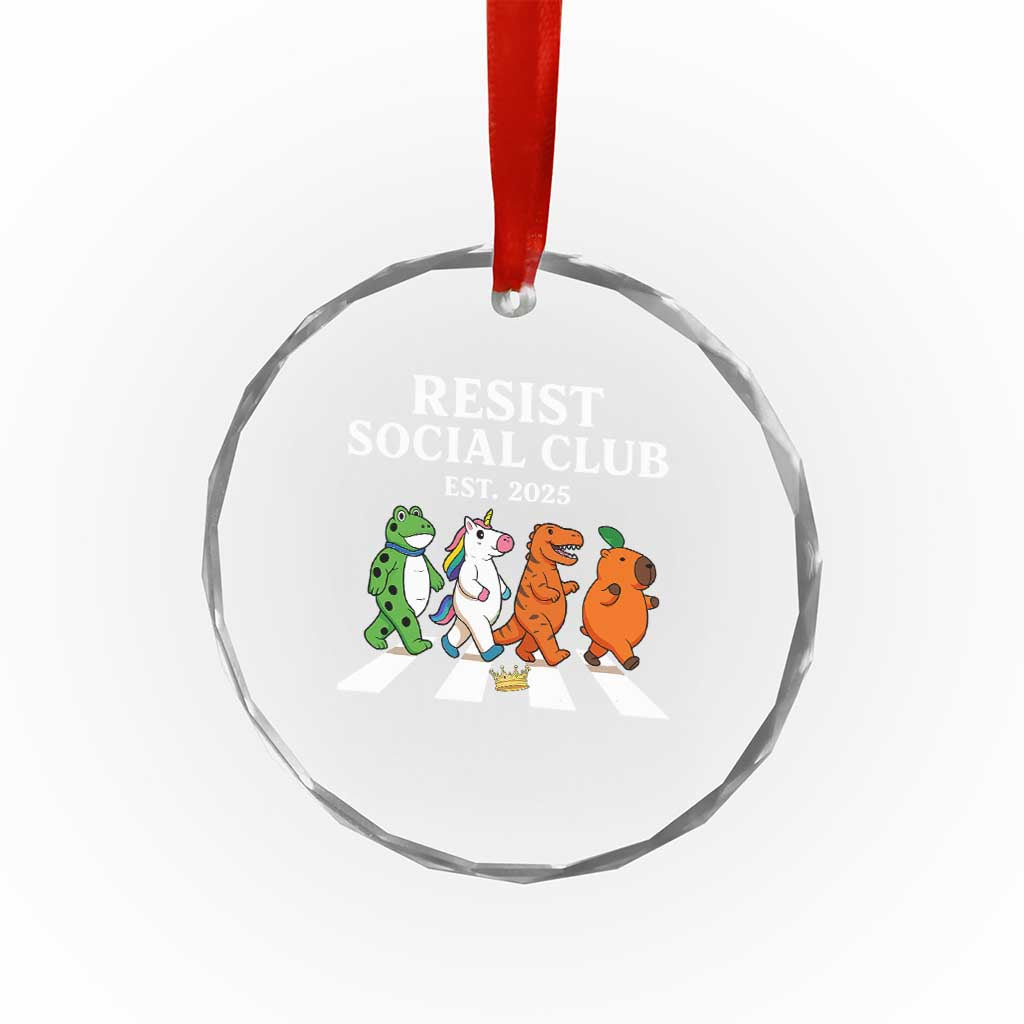 Resist Social Club 2025 Crystal Glass Ornament Portland Frog Animals Mascot Walking TS11