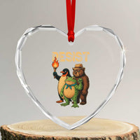 Resist Social Club 2025 Heart Crystal Glass Ornament Bear Penguin Frog Protest Unity for Social Justice - Wonder Print Shop