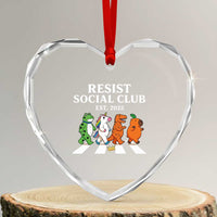 Resist Social Club 2025 Heart Crystal Glass Ornament Portland Frog Animals Mascot Walking - Wonder Print Shop