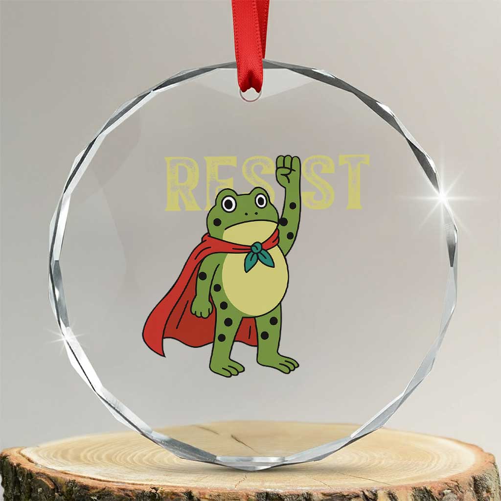 Resist Super Frog Crystal Glass Ornament Free Portland Political Satire Retro Graphic - Wonder Print Shop