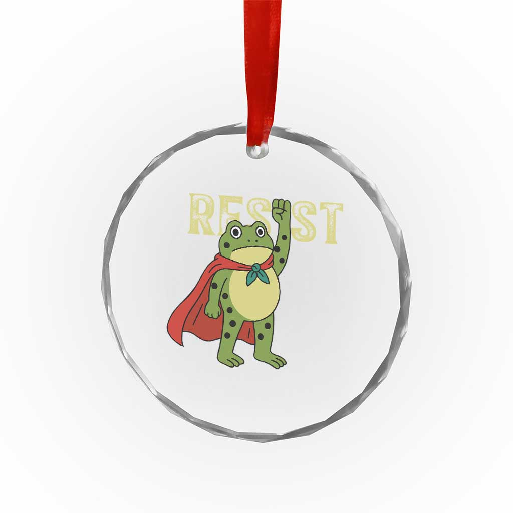 Resist Super Frog Crystal Glass Ornament Free Portland Political Satire Retro Graphic - Wonder Print Shop