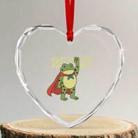 Resist Super Frog Heart Crystal Glass Ornament Free Portland Political Satire Retro Graphic - Wonder Print Shop