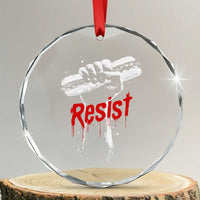 Resist with Sandwich Power Crystal Glass Ornament Funny Food Rebellion Political Satire - Wonder Print Shop