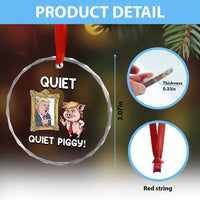 Resistance Movement Quiet Quiet Piggy Crystal Glass Ornament Funny Pig Political - Wonder Print Shop