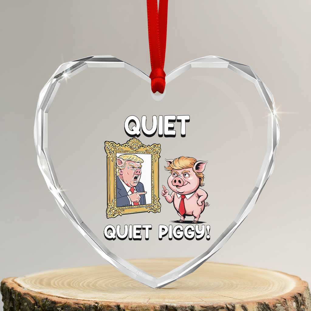 Resistance Movement Quiet Quiet Piggy Heart Crystal Glass Ornament Funny Pig Political - Wonder Print Shop