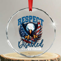 Respect Disabled Veteran Crystal Glass Ornament Military Soldier American Flag Bald Eagle - Wonder Print Shop