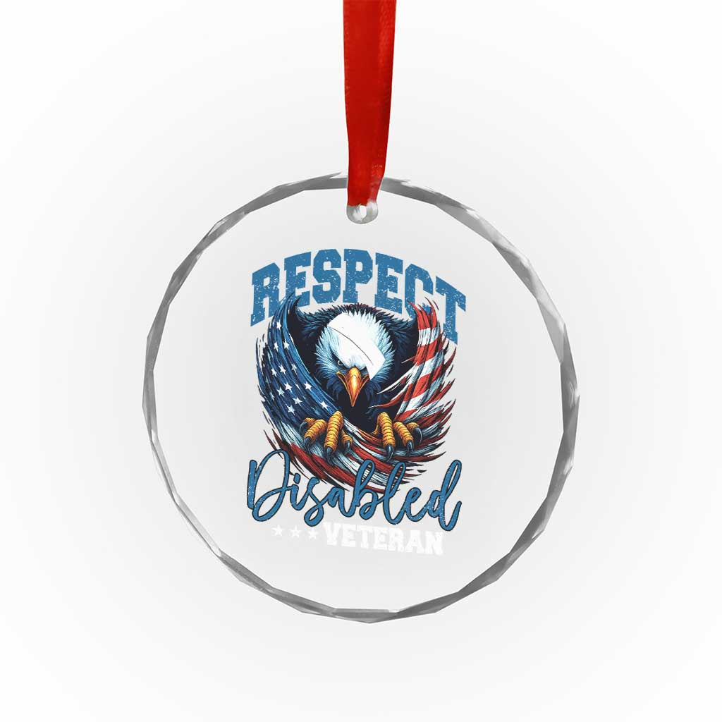 Respect Disabled Veteran Crystal Glass Ornament Military Soldier American Flag Bald Eagle - Wonder Print Shop