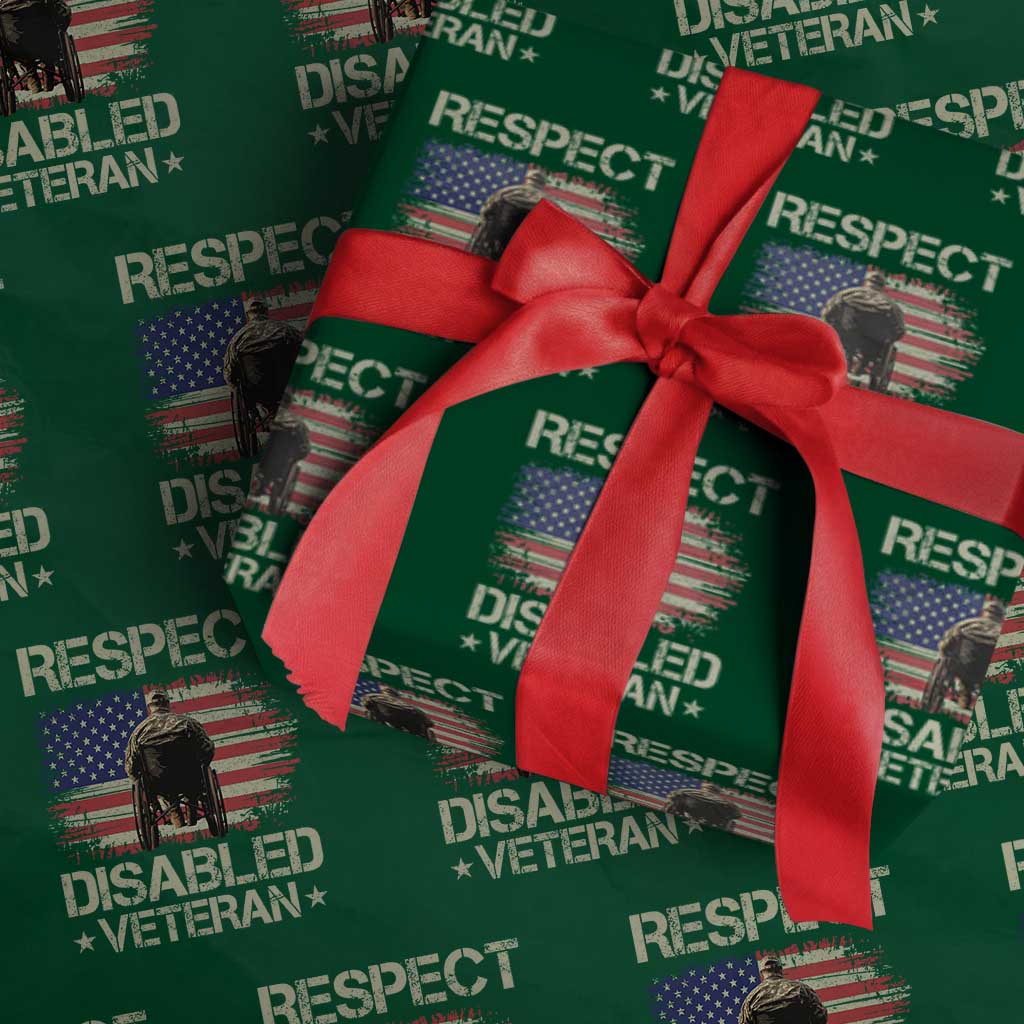 Respect Disabled Veteran Wrapping Paper Roll Military Soldier Vintage American Flag - Wonder Print Shop