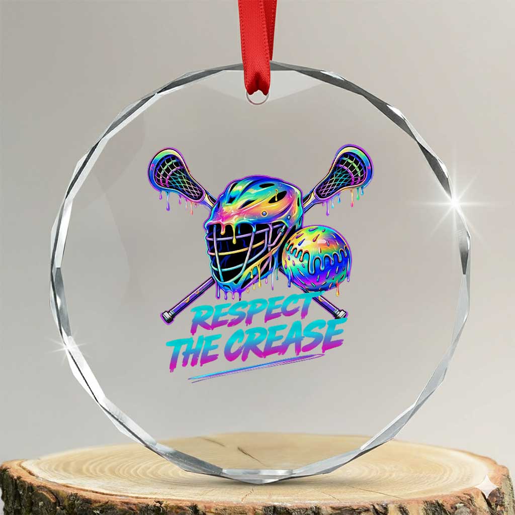 Respect The Crease Lacrosse Drip Crystal Glass Ornament Funny Lax Goalie