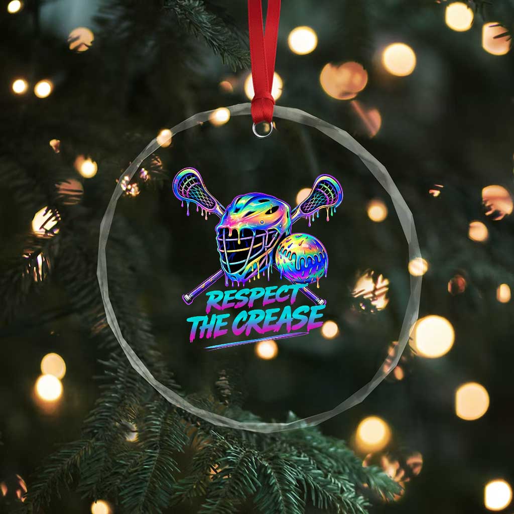 Respect The Crease Lacrosse Drip Crystal Glass Ornament Funny Lax Goalie
