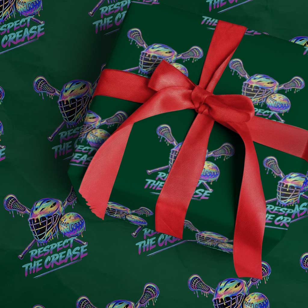 Respect The Crease Lacrosse Drip Wrapping Paper Roll Funny Lax Goalie