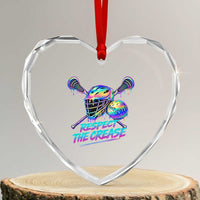 Respect The Crease Lacrosse Drip Heart Crystal Glass Ornament Funny Lax Goalie
