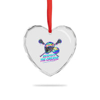 Respect The Crease Lacrosse Drip Heart Crystal Glass Ornament Funny Lax Goalie